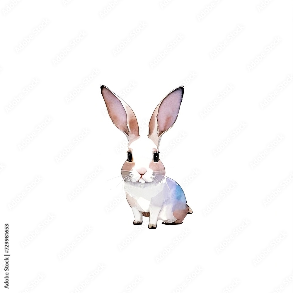 Fototapeta premium Cute bunny portrait watercolor