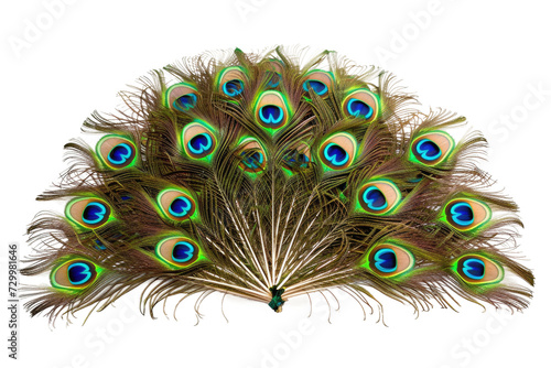 Peacock Feathers Fan Isolated on Transparent Background