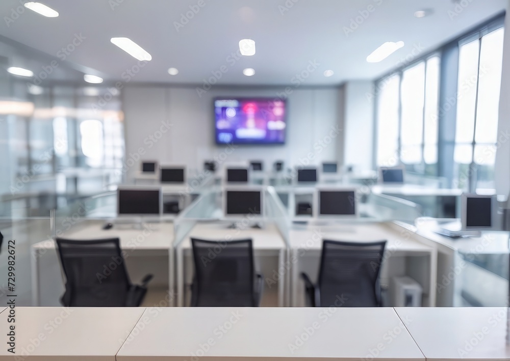  Modern Corporate Office Space Contemporary Blurry Call Center Ambiance 