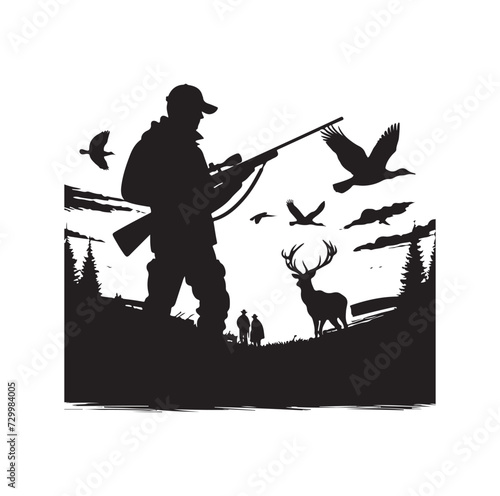 Hunting Man Silhouette vector silhouette