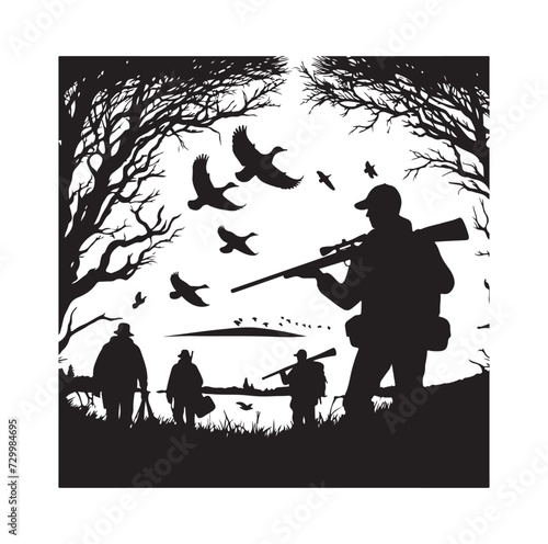Hunting Man Silhouette vector silhouette