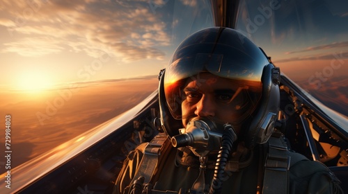 Portrait of a pilot in a fighter plane. Neural network AI generated art photo