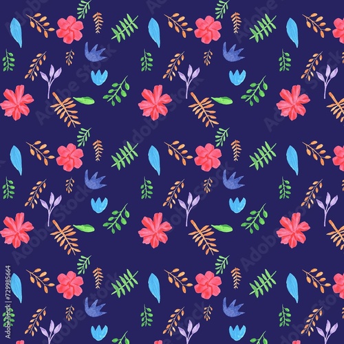Floral Pattern Purple Background