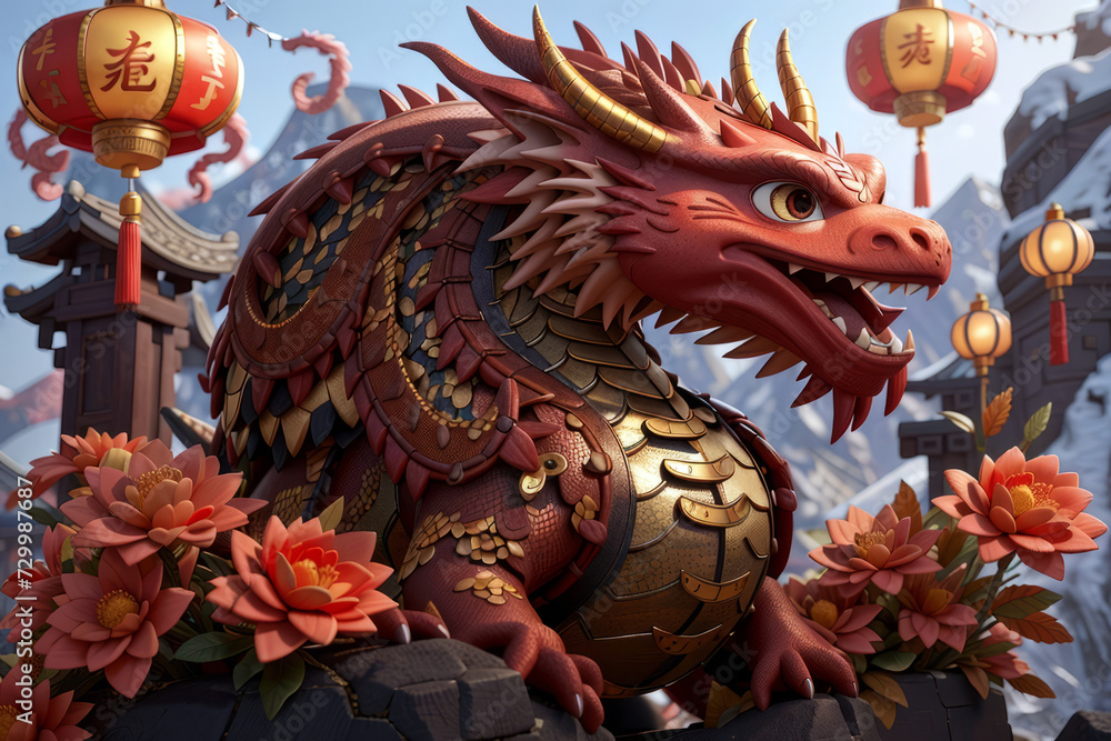 chinese dragon statue in chinese temple in new year chinese dragon statue in chinese temple in new year