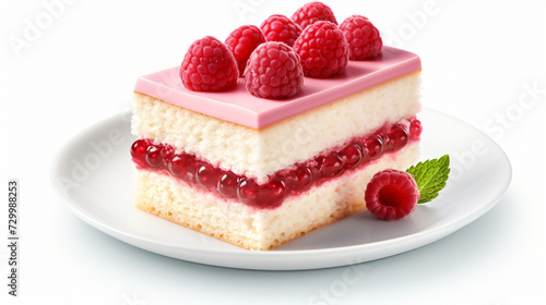 Raspberry cake isolated on white background