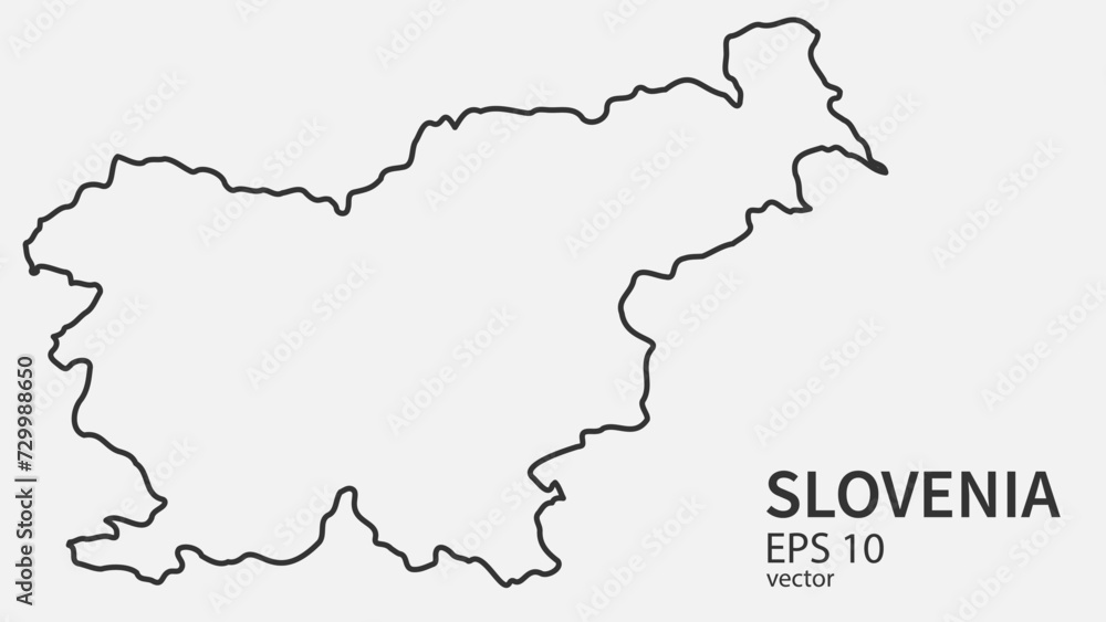 Vector line map of Slovenia. Vector design isolated on white background.	
