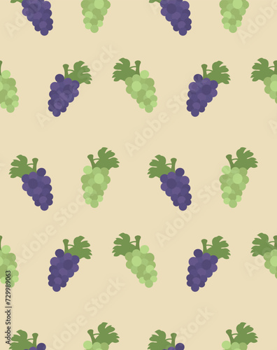 Grapes green and blue grape pattern on coffee background.