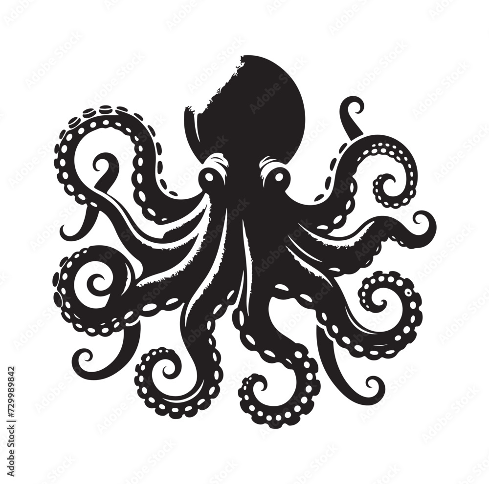 Octopus silhouette vector illustration Octopus silhouette vector illustration