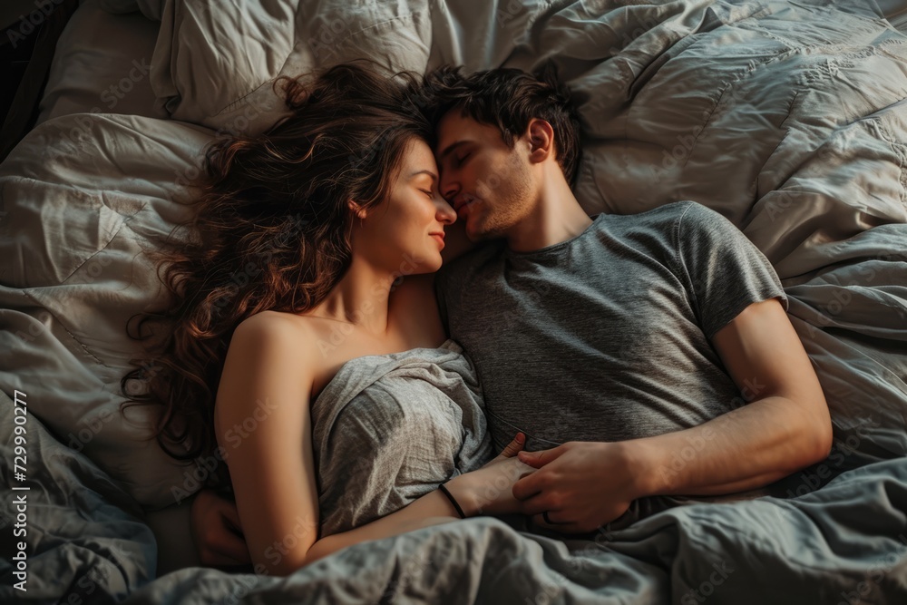 Embraced Love: A passionate couple celebrates their love while sleeping, embraced in each other's arms, with an emphasis on the passion and desire that binds them together.
Embraced Love: A passionate couple celebrates their love while sleeping, embraced in each other's arms, with an emphasis on the passion and desire that binds them together.