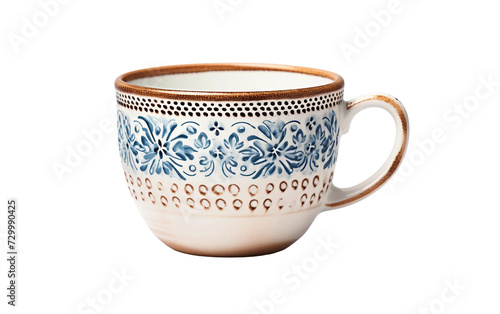 Antique Style Ceramic Tea Cup Isolated on Transparent Background PNG.