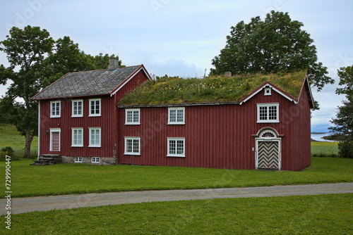 Historical buildings in Petter Dass Museum at Alstahaug in Norway  Europe  
