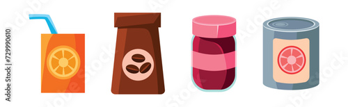 Foodstuff and Products from Supermarket Item Vector Set