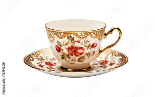Timeless Tea Cup with Vintage Elegance Isolated on Transparent Background PNG.
