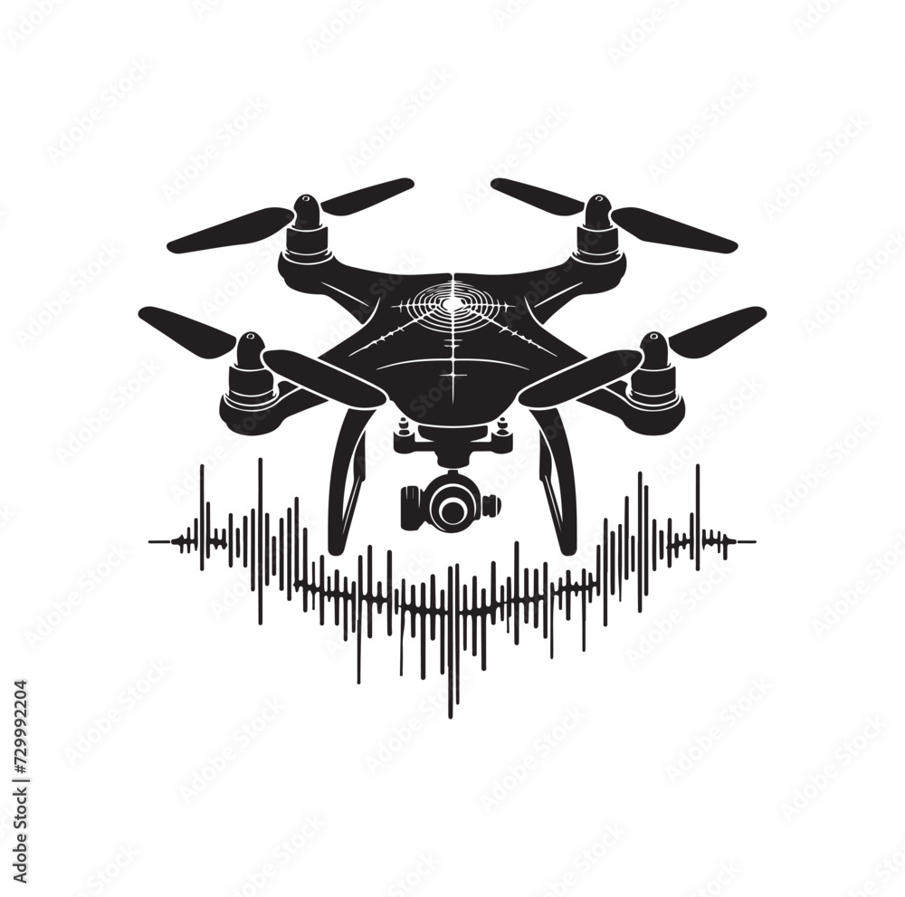 Drone vector illustration silhouette style icon Drone vector illustration silhouette style icon