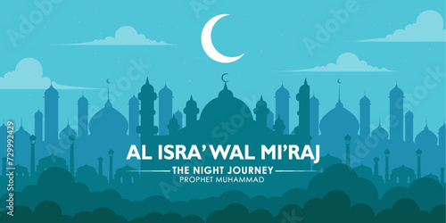 isra miraj, concept in flat design. posters, social media, and banners 