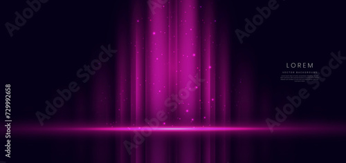Abstract technology futuristic glowing vertical pink light ray on dark background with lighting effect sparkle.