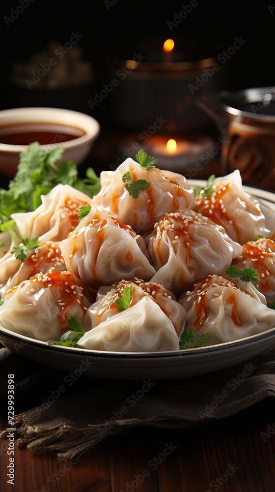 A plate with khinkali dumplings drizzled with sauce and sprinkled with green onions.
Concept: culinary blogs, recipes in magazines, advertising of Georgian restaurants, cultural exchange through food
A plate with khinkali dumplings drizzled with sauce and sprinkled with green onions.
Concept: culinary blogs, recipes in magazines, advertising of Georgian restaurants, cultural exchange through food