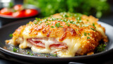 chicken cordon bleu with melted cheese