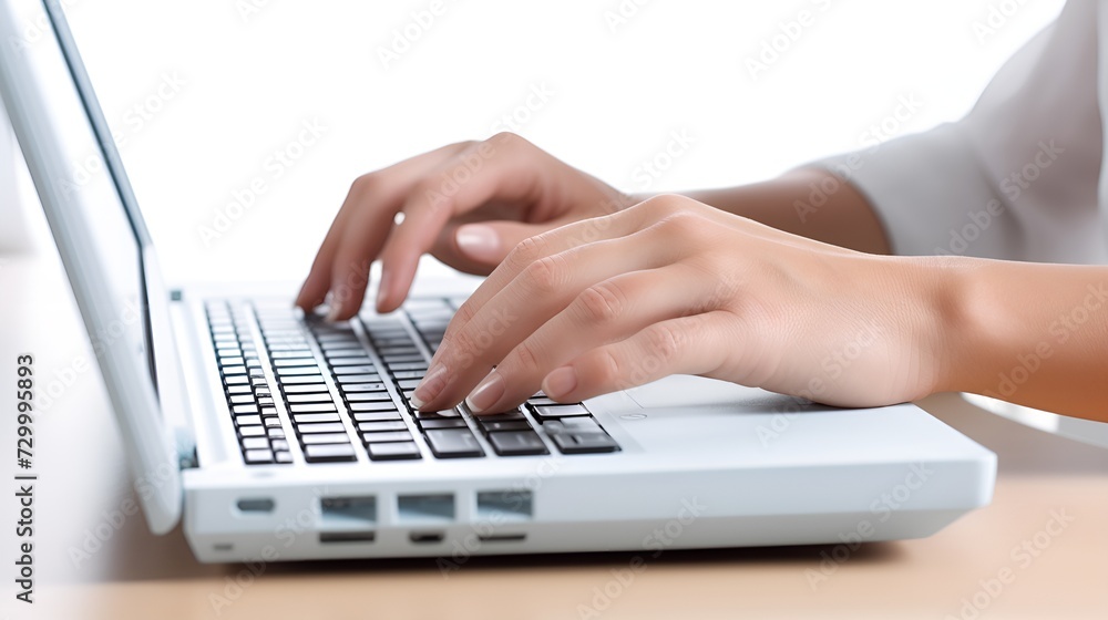 Individual typing on a laptop in a plain background setting , individual, typing, laptop, plain background Individual typing on a laptop in a plain background setting , individual, typing, laptop, plain background