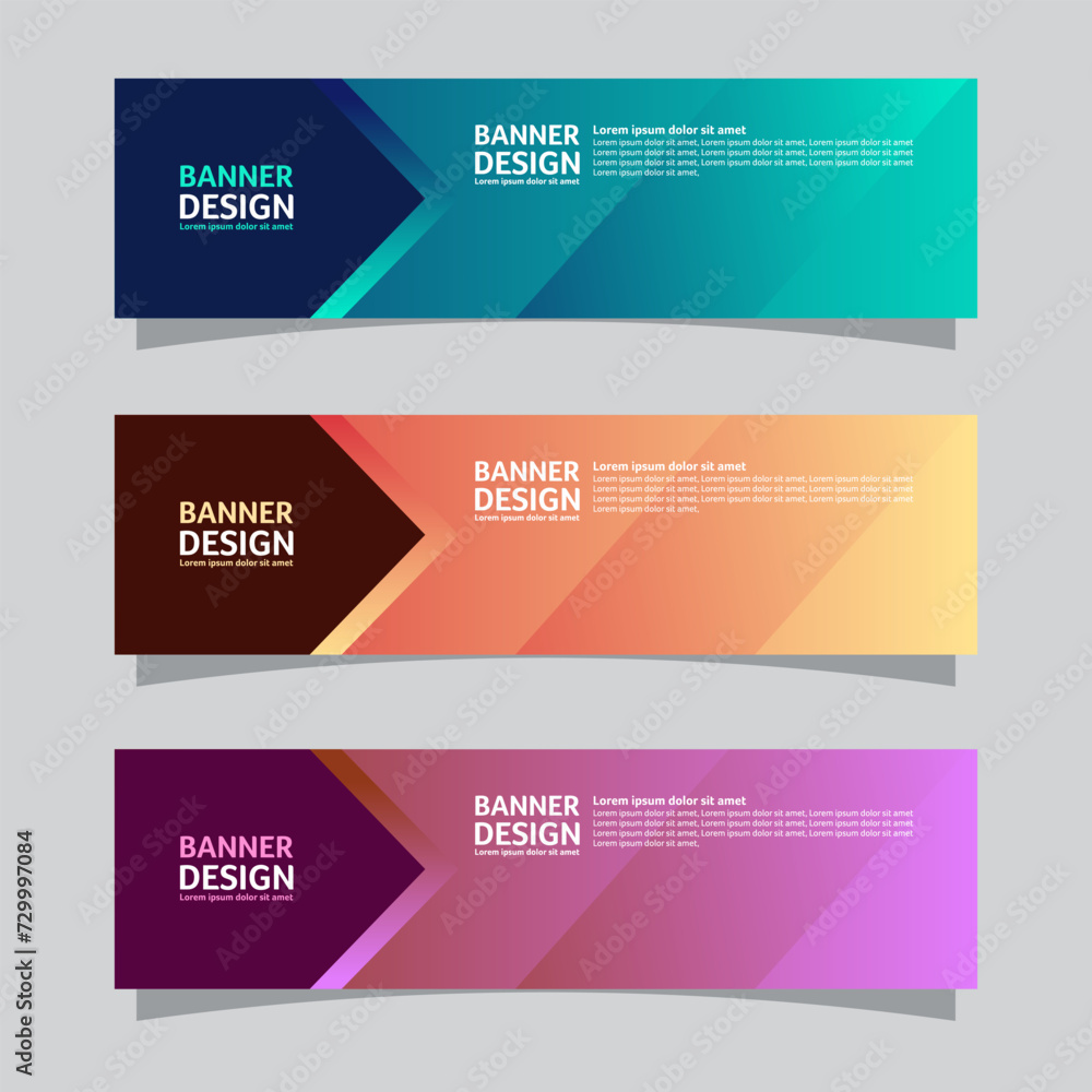 Vector set of landscape banner background design concept. Web background business layout template