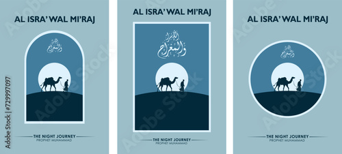 isra miraj, concept in flat design. posters, social media, and banners 