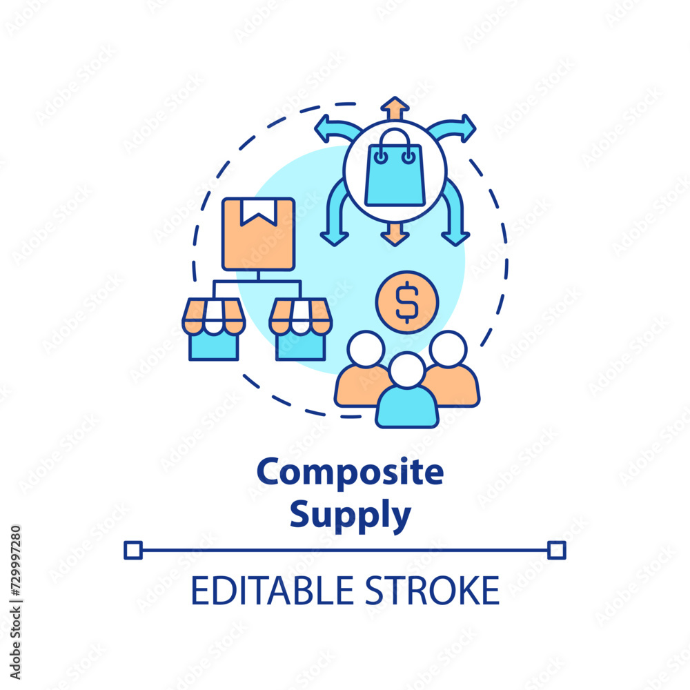 Composite supply multi color concept icon. Composite supply product for various uses. Round shape line illustration. Abstract idea. Graphic design. Easy to use in brochure marketing Composite supply multi color concept icon. Composite supply product for various uses. Round shape line illustration. Abstract idea. Graphic design. Easy to use in brochure marketing