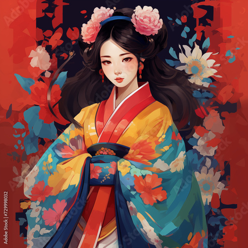 Korean girl in hanbok/kimono