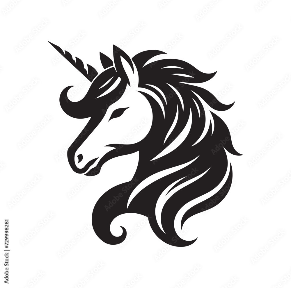 Unicorn face silhouette Vector illustration Unicorn face silhouette Vector illustration