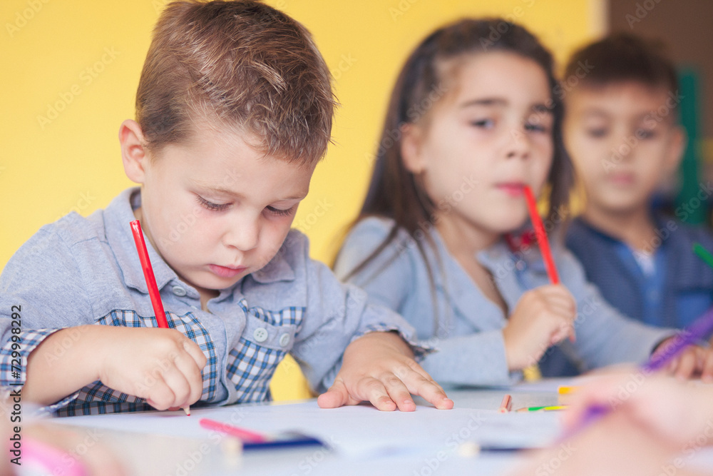 Group of children drawing Group of children drawing