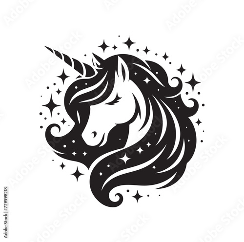 Unicorn face silhouette Vector illustration