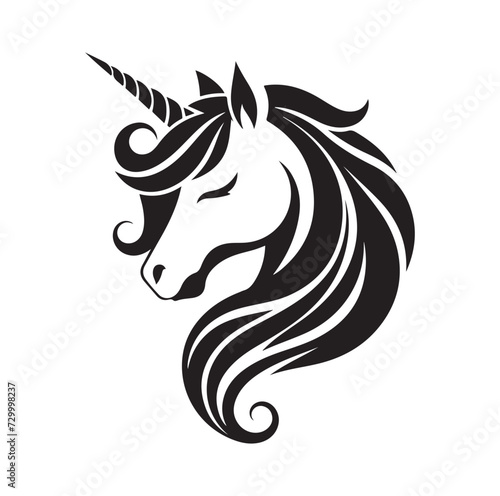 Unicorn face silhouette Vector illustration