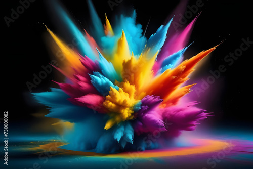 Explosive Colorful Powder Burst Captured in Exquisite Detail and Intensity