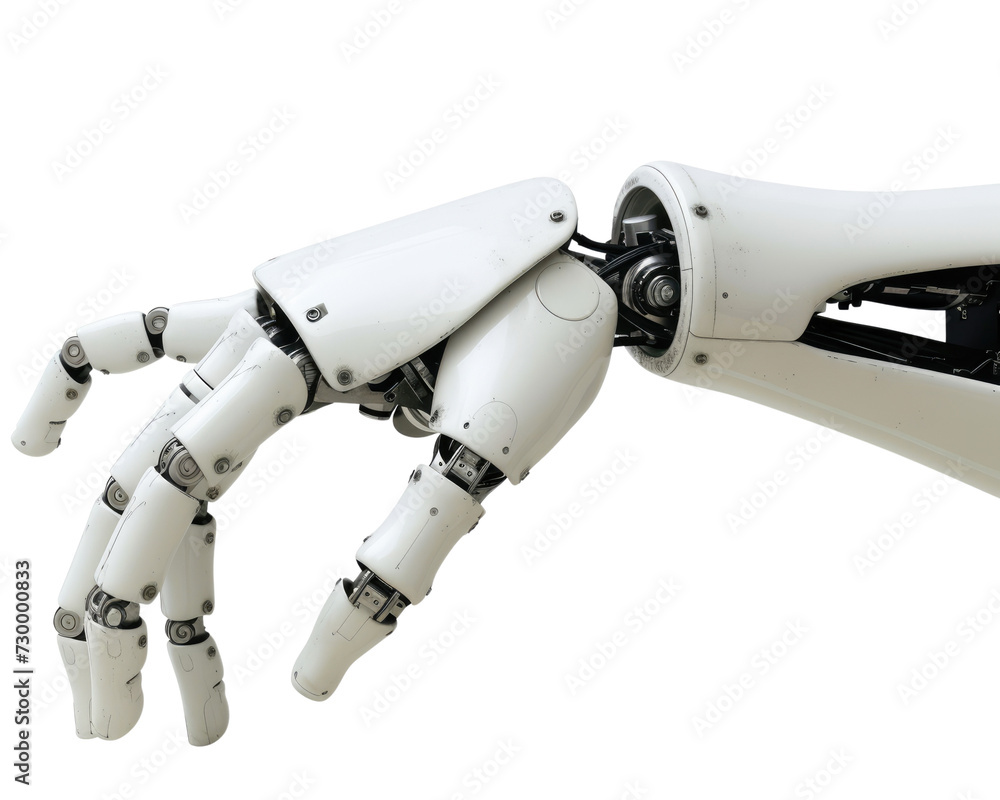 White robot hand isolated on transparent background White robot hand isolated on transparent background