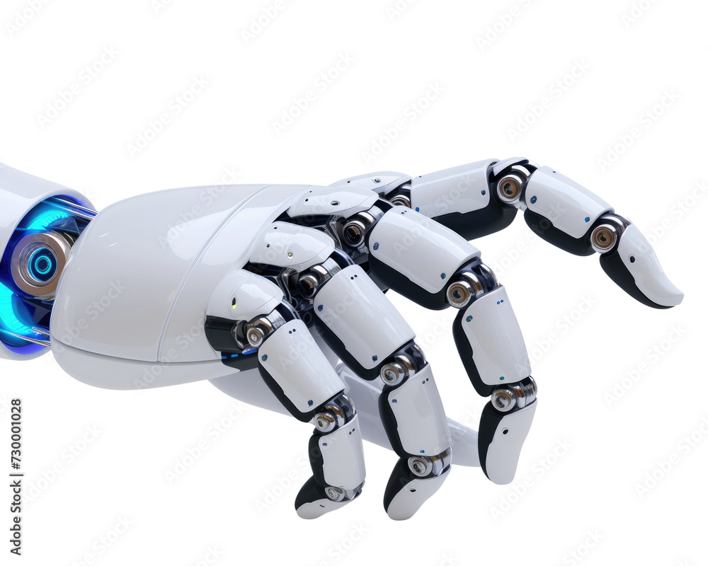 White robot hand isolated on transparent background White robot hand isolated on transparent background