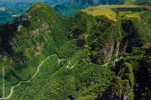 Scenic road with canyons. Santa Catarina, Brazil. Aerial view