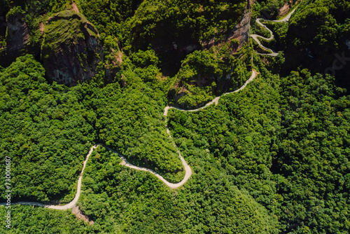 Serpentine road in canyons. Santa Catarina, Brazil. Aerial view