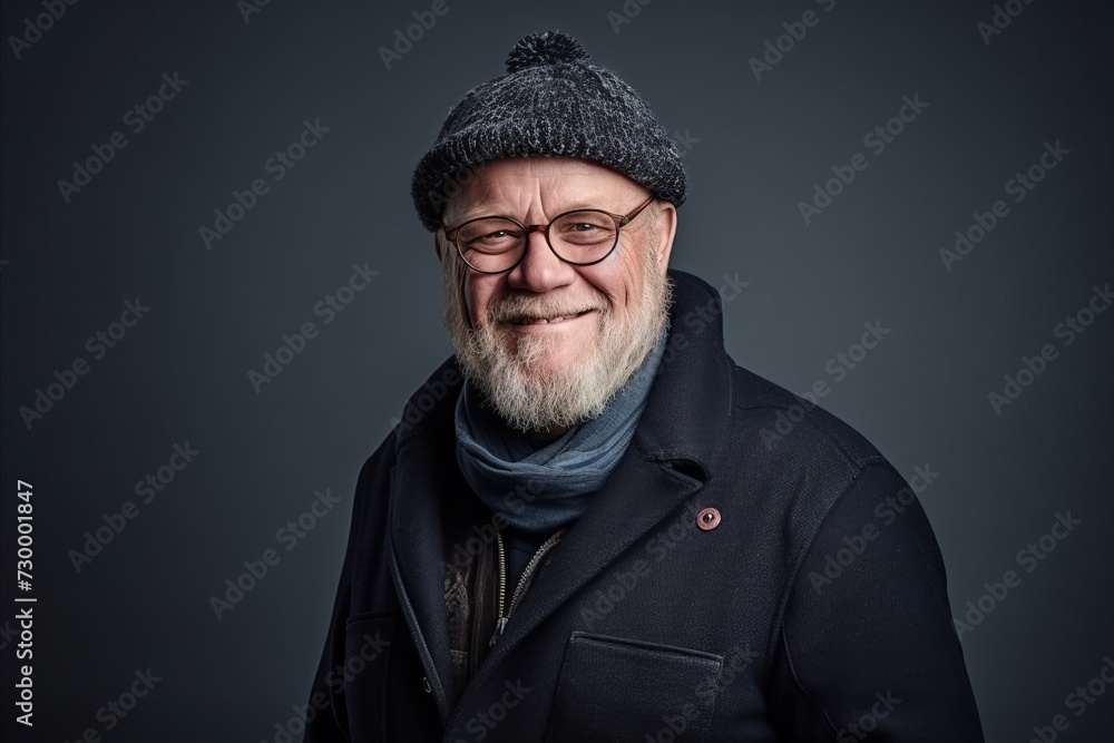 Portrait of a smiling senior man with gray beard and glasses. Portrait of a smiling senior man with gray beard and glasses.