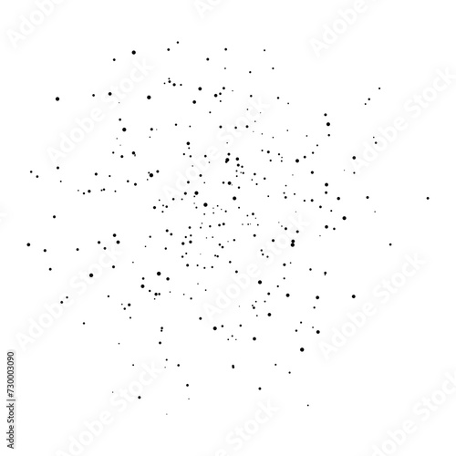 Black glitter dots on transparent background. Bright dust explosion. Black glitter particles splatter. Sparkling firework. Luxury design element. Vector illustration 