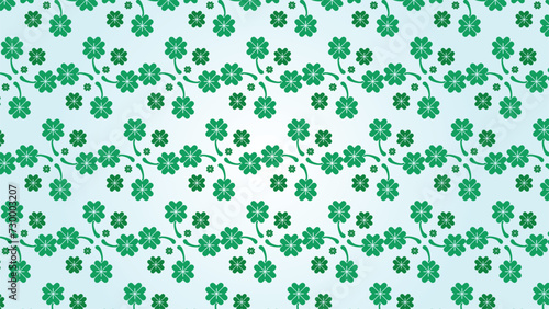 St. Patrick's Day background, shamrock flowers and leaves random seamless pattern, background, backdrop, wallpaper, fabric decoration, wall art, prints