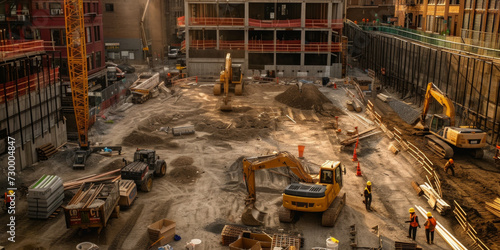 Construction site with heavy machinery © xartproduction