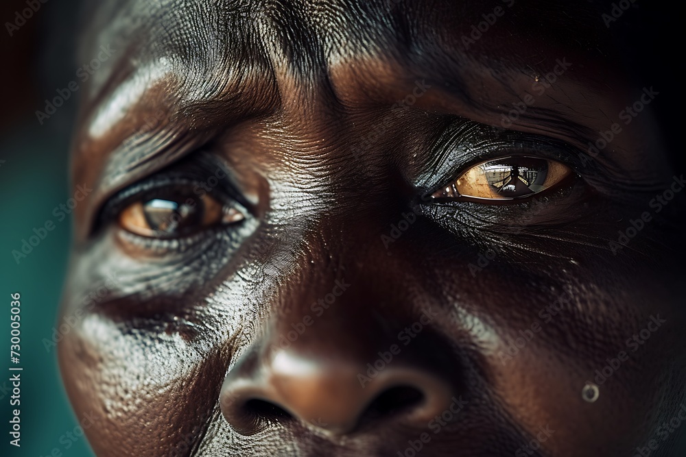 A close-up of a woman’s face with tears in her eyes, looking at the camera with a hopeful smile A close-up of a woman’s face with tears in her eyes, looking at the camera with a hopeful smile