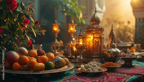 the cultural richness of Eid ul Fitr, with traditional artifacts, exquisite patterns, and an atmosphere resonating with the essence of the celebration