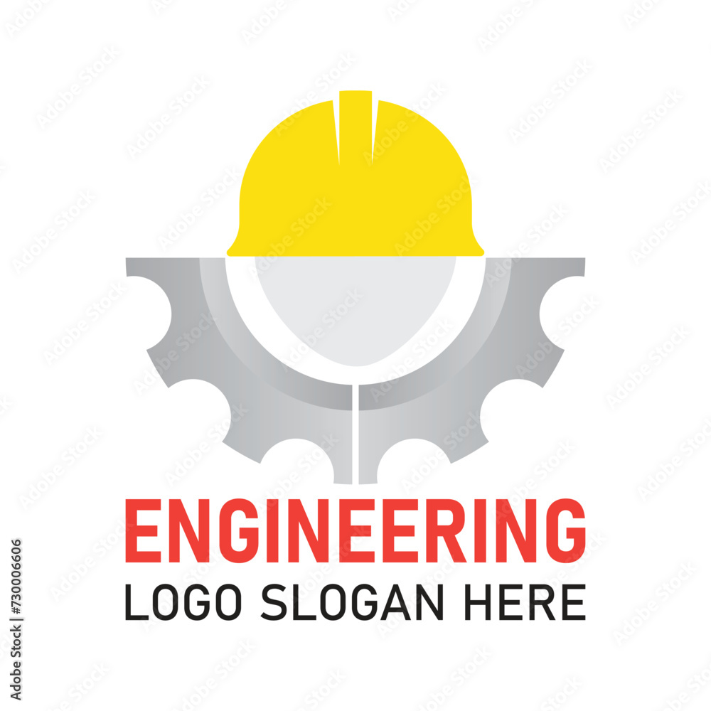 engineering construction logo with helmet and gear, vector icon. engineering construction logo with helmet and gear, vector icon.
