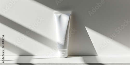 Minimalist white tube with a clean font on the blank label