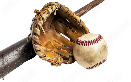 Baseball and Mitt on Transparent Background, PNG, Generative Ai