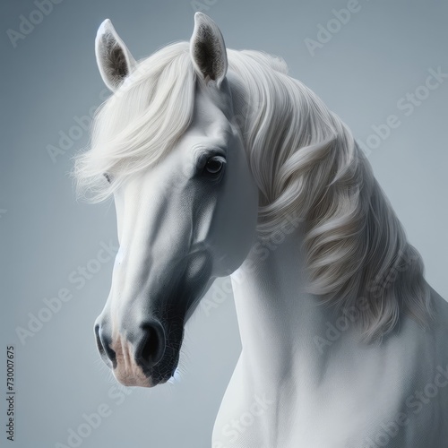 white horse portrait on white 