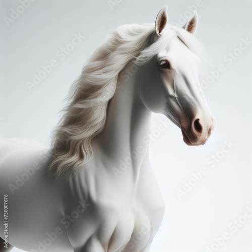 white horse portrait on white 