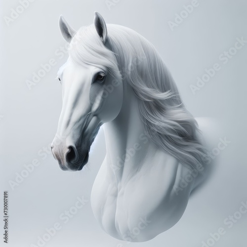 white horse portrait on white 