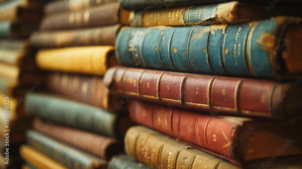 stack of old books. Generative Ai. stack of old books. Generative Ai.