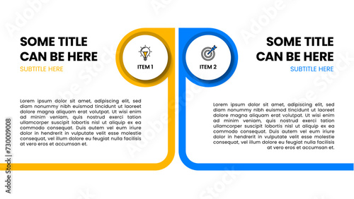 Infographic template. 2 items with icons and space for text